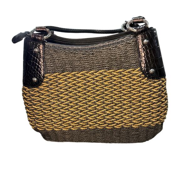 Brighton Woven Straw Handbag Brown Tones - Picture 2 of 14